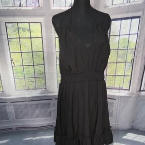 SHEIN Black Halter Smocked Waist Mini Dress